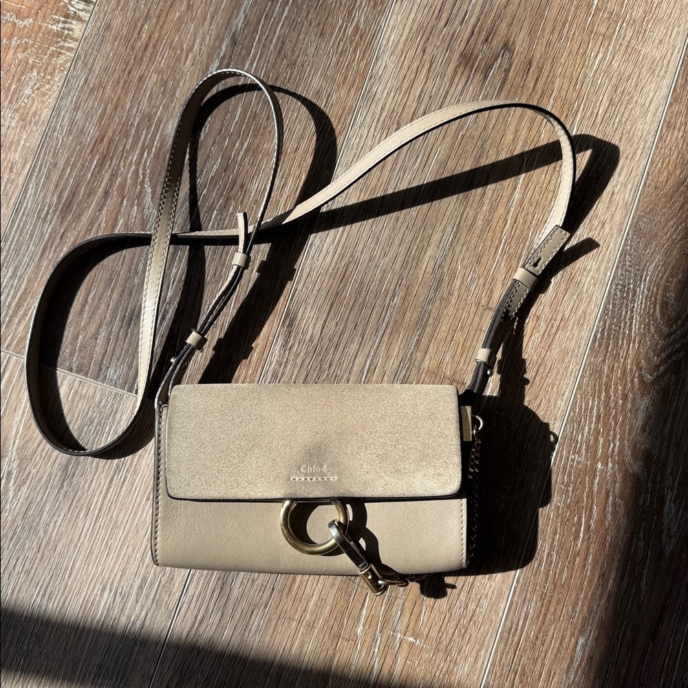 Chloe Mini Faye Suede & Leather Wallet Crossbody